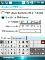 Windows Mobile Bluetooth PAN Driver
  settings screen