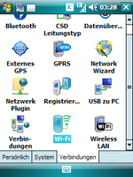 Windows Mobile System Settings
  Screen, with item “Wi-Fi” selected